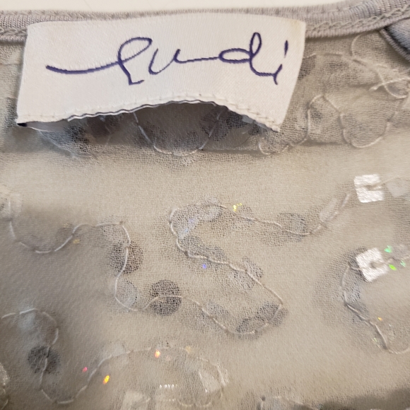 EUC Sz.M, Silver Sequined top, I believe it says Ludi? Excellent condition! - Picture 3 of 5